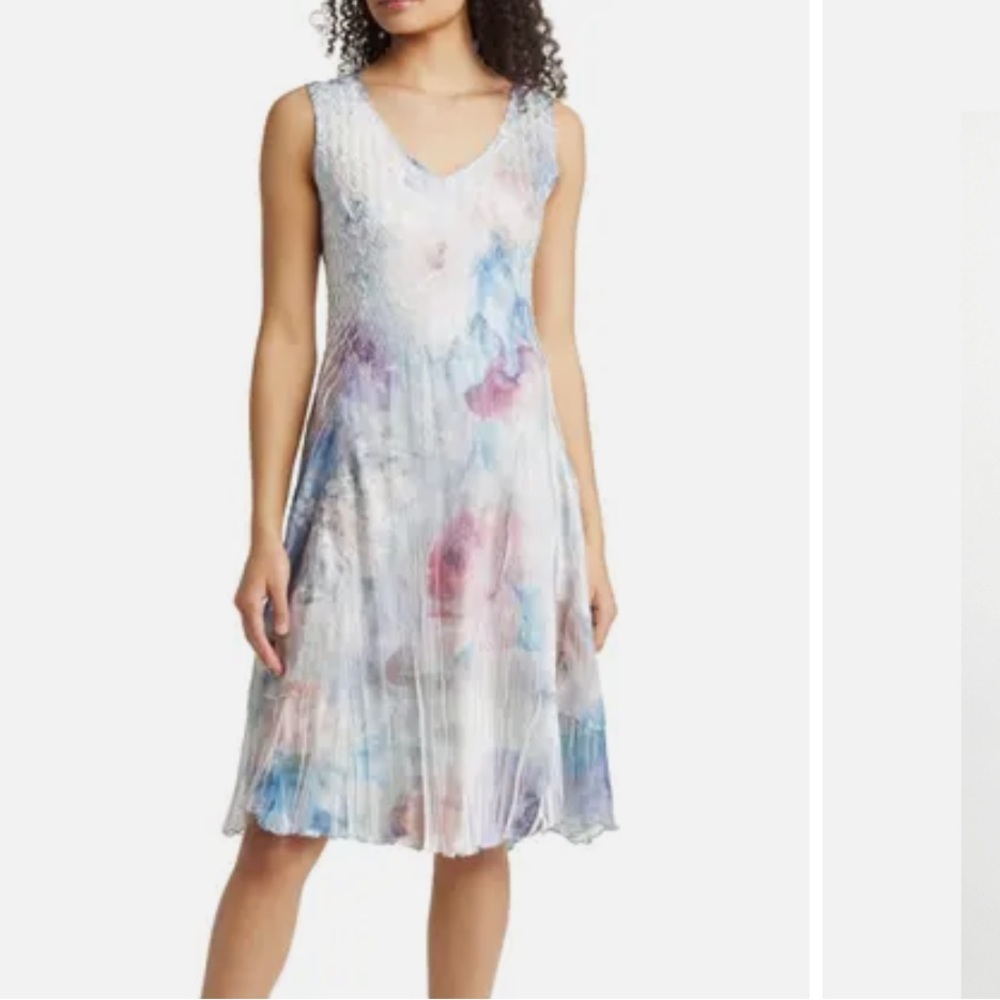 Komarov Print Charmeuse Chiffon Midi Dress Size Large